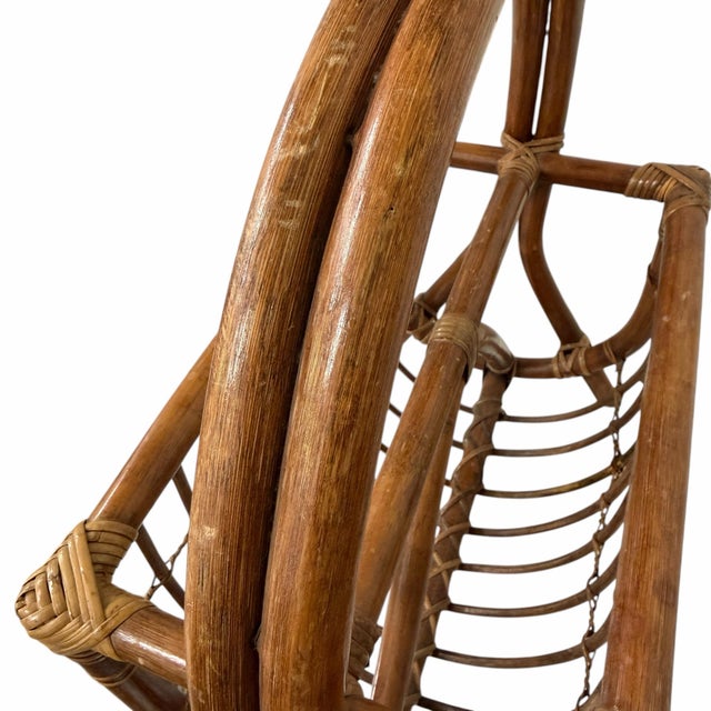 Wood Vintage Bent Bamboo and Rattan Magazine Media Rack For Sale - Image 7 of 9