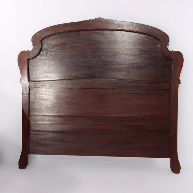 Brown Rj Horner School Carved Mahogany Queen Size Bed Head & Foot Boards Circa 1890 For Sale - Image 8 of 10