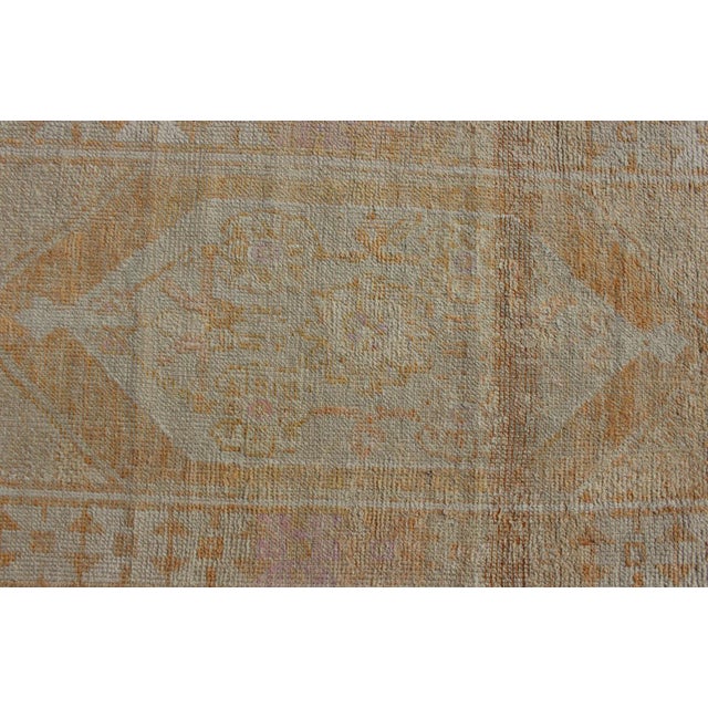 Vintage Turkish Oushak Runner With Medallion's in Light Blue, Cream, Light Orange For Sale - Image 9 of 13