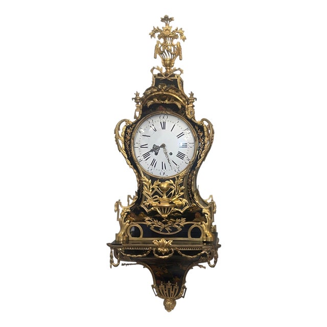 Monumental Early 19th Century French Chinoiserie Wall Clock With Bracket For Sale