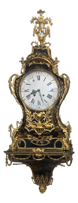Monumental Early 19th Century French Chinoiserie Wall Clock With Bracket