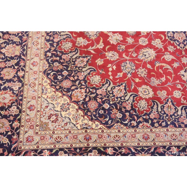 Textile Nazmiyal Collection 1950s Fine Floral Vintage Persian Silk Kashan Rug For Sale - Image 7 of 8
