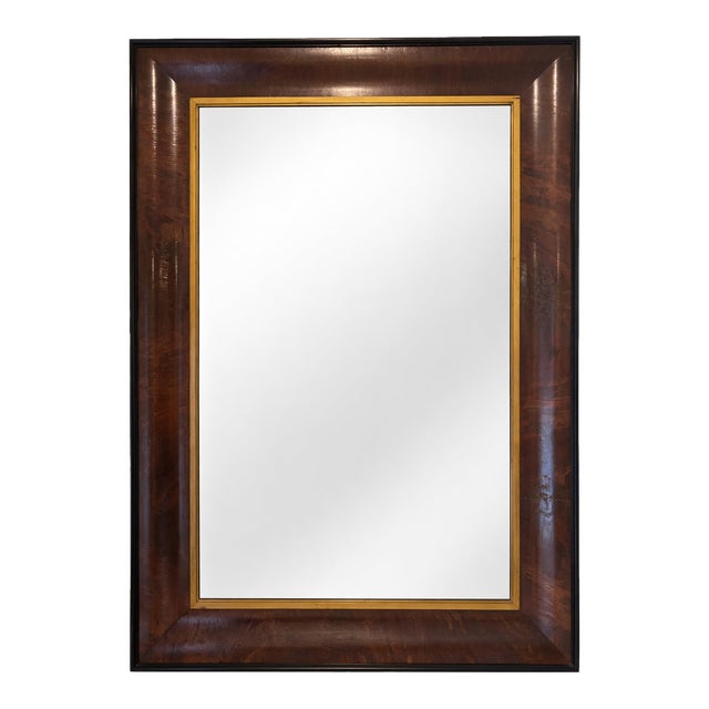 Antique Large Scale Early 19th Century American Empire Mahogany & Gilt Ogee Wall Mirror For Sale