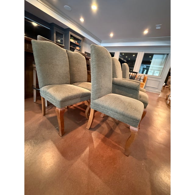 Traditional Set of 6 Crate and Barrel Upholstered Dining Chairs For Sale - Image 3 of 7
