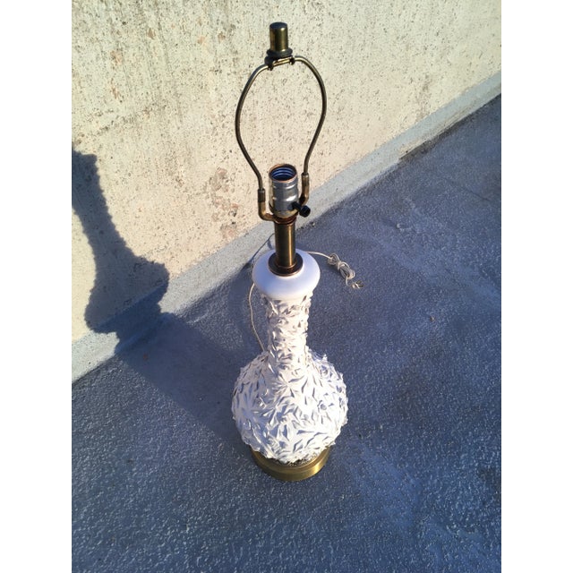 Marbro Style Blanc De Chine Table Lamp With Flowers For Sale - Image 9 of 13