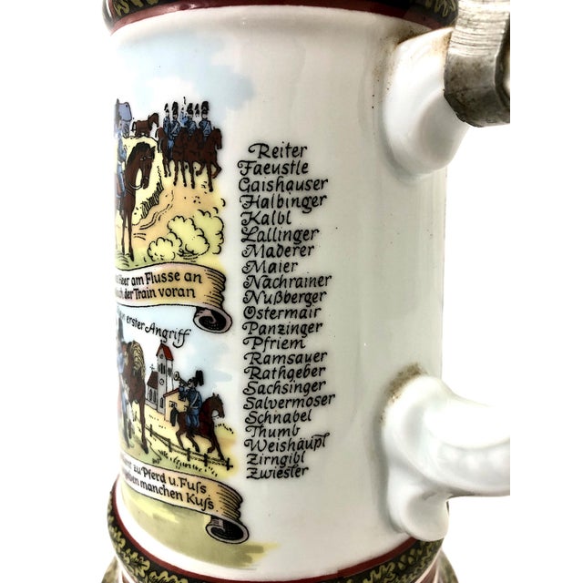 Commemorative Early 20th-Century German Reservist Stein in Porcelain and Pewter For Sale - Image 11 of 18
