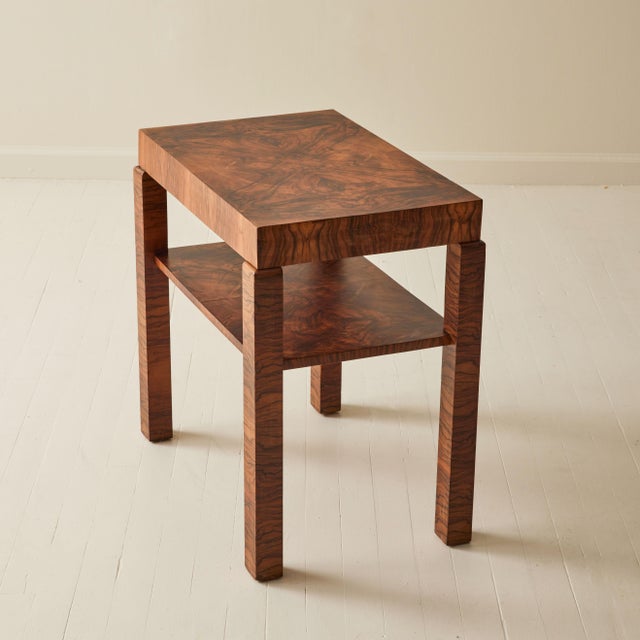 Wood Italian Art Deco Burl Walnut Side Table, 1930's For Sale - Image 7 of 8