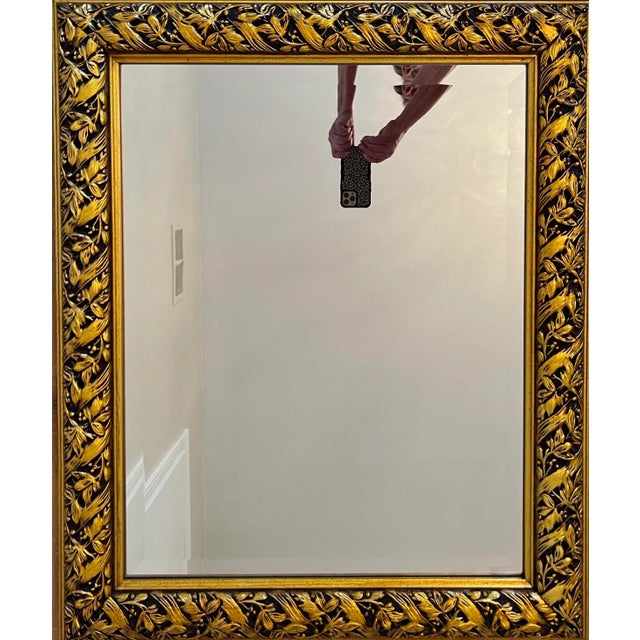 Hollywood Regency Vintage Circa 1980s Large the Bombay Company Ornate Gold Beveled Hanging Wall Mirror For Sale - Image 3 of 9