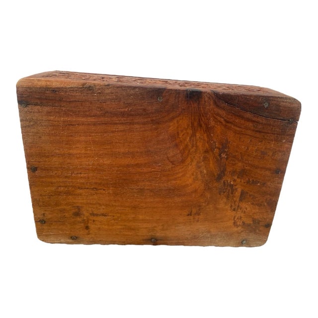 Brown 1990s Hand Carved Teakwood Jewelry Box Vintage Inlaid Wooden Trinket Storage Chest For Sale - Image 8 of 10