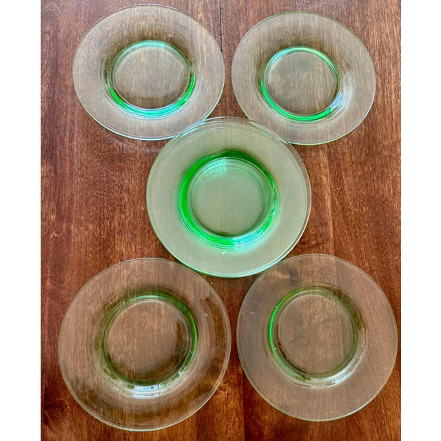 Fostoria Pioneer Vaseline Glass Salad Plates For Sale - Image 6 of 8