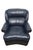 An elegant, traditional, Hancock & Moore leather lounge chair in a rich blue. The chairs is composed of Soft and luxurious...