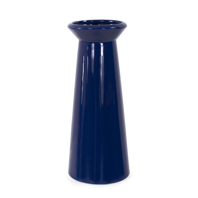 Bella Sapphire Blue Short Ceramic Pitcher For Sale - Image 10 of 11
