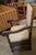 Antique Carved Wood Arm / Throne Chair Straw / Hair Stuffed W/ Metal Rivets For Sale - Image 4 of 17