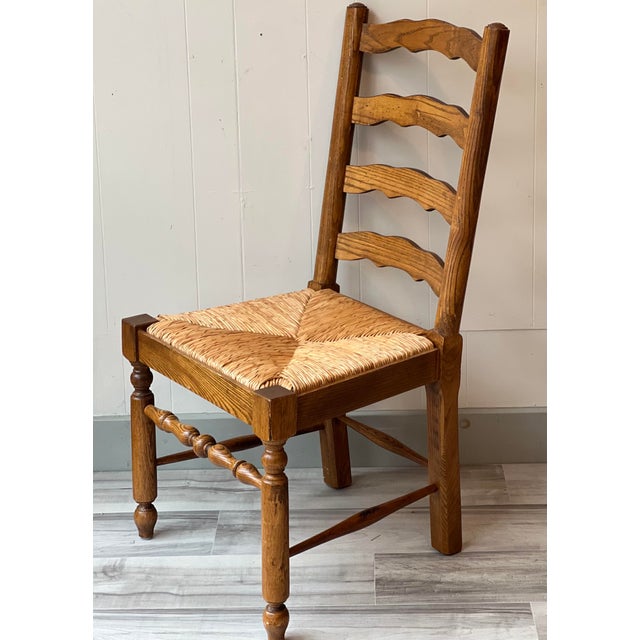 English Style Rush Seat Ladder Back Dining Chairs Set of 6 Chairish