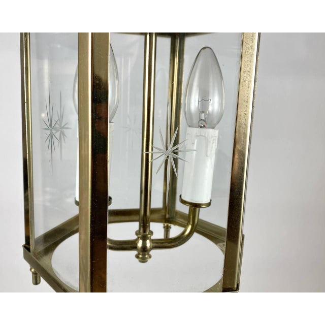 Vintage Glass and Brass Entry Hall Pendant, 1980s For Sale - Image 4 of 9