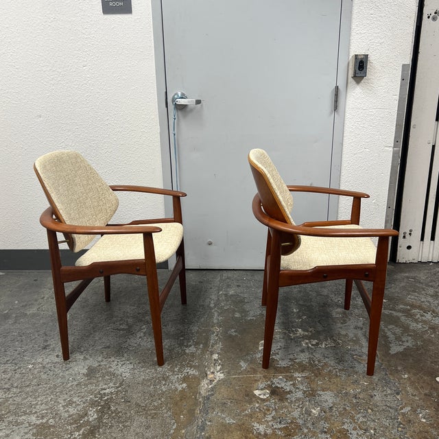 Circa 1960's Hovand-Olsen for Jutex Furniture Danish Armchairs, Pair For Sale In San Francisco - Image 6 of 12