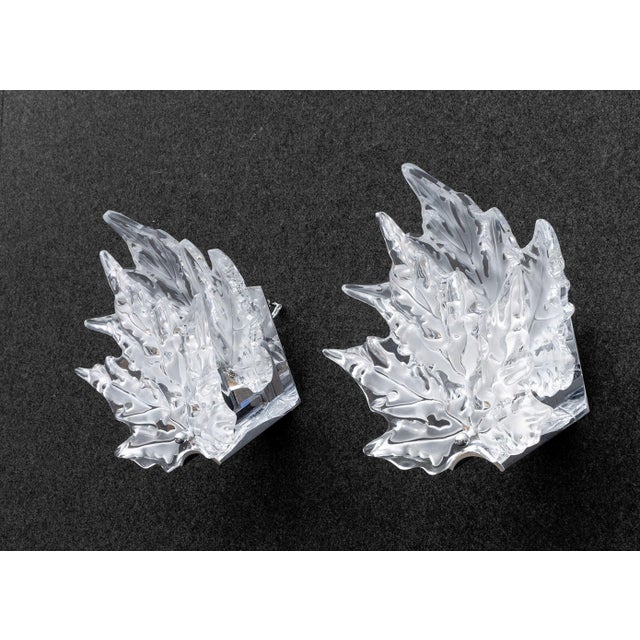Transparent Pair of Lalique Crystal and Chrome "Champs Elysees" Wall Sconces For Sale - Image 8 of 13