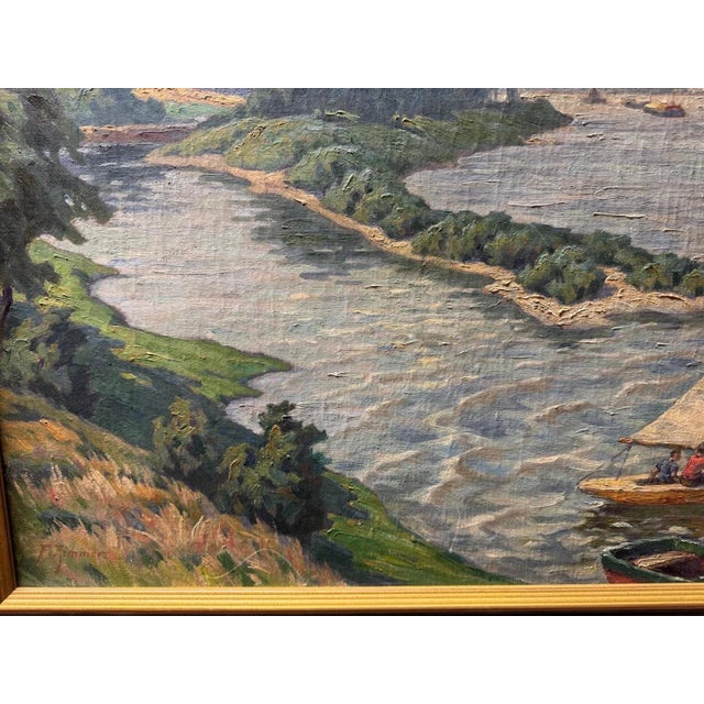 Fritz Zimmer, Harbor in Düsseldorf, Oil Painting on Canvas For Sale - Image 9 of 13