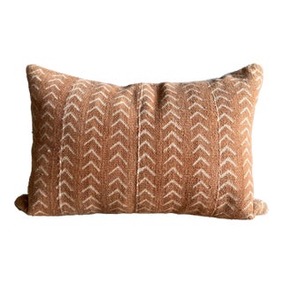 Vintage Mali Cloth Textile Lumbar Pillow With Down Insert For Sale