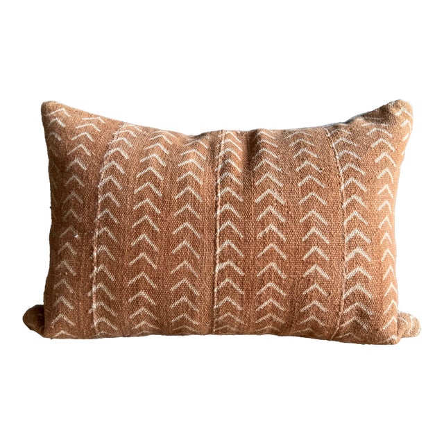 Vintage Mali Cloth Textile Lumbar Pillow With Down Insert For Sale