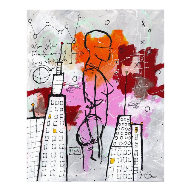 Figure a - Abstract Modern Figurative Mixed Media Art on Canvas Original Artwork by Soren Grau For Sale