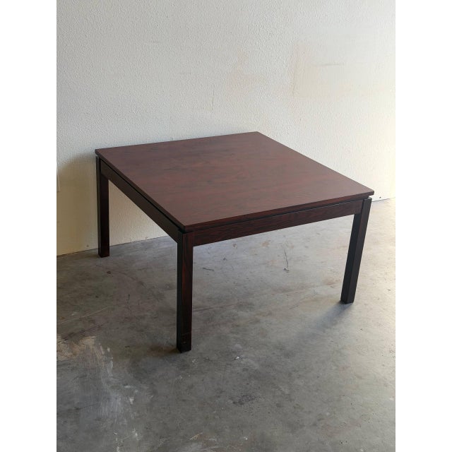 Wood Vintage Danish Rosewood Square Coffee Table – Mid Century Modern Scandinavian Accent Table For Sale - Image 7 of 8