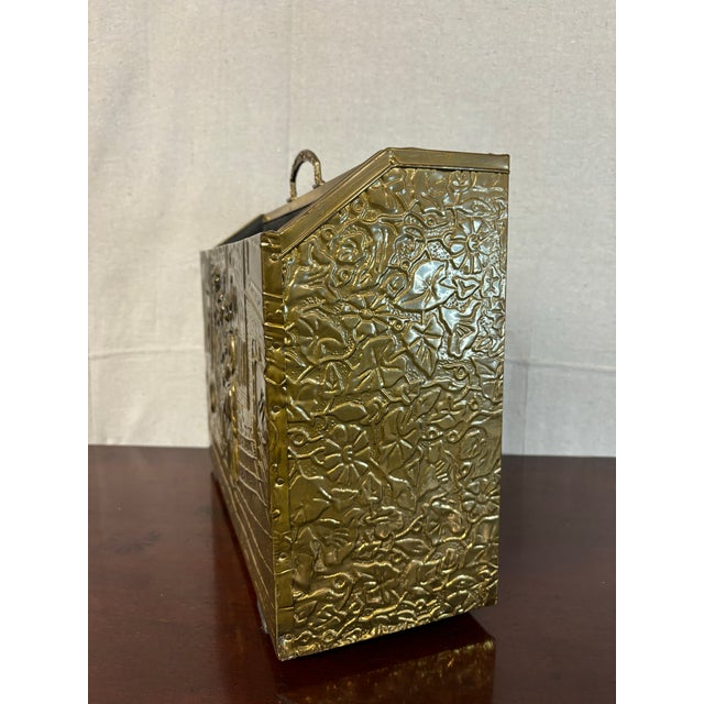 Metal Vintage English Repousse Magazine Box For Sale - Image 7 of 9