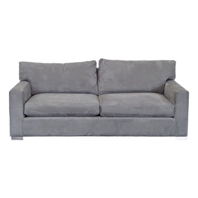 Crate and Barrel 3-Seat Modern Gray Sofa For Sale
