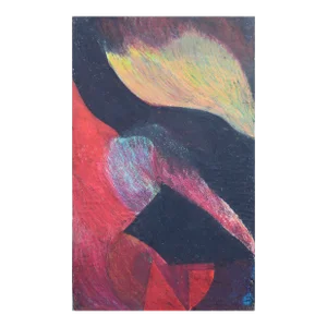 Large-Scale Vertical Abstract Geometric Pastel With Red, Black, & Orange by Renee Harwin