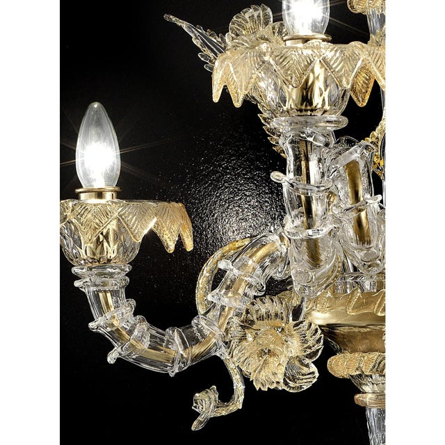 Gold Italian Ca Rezzonico with Gold Flowers and Leaves Murano Glass by Simoeng For Sale - Image 8 of 9
