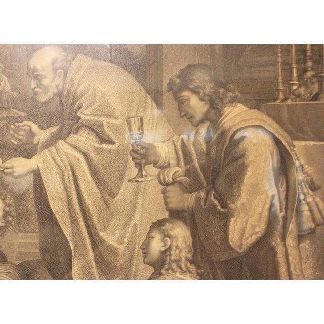 Italian Circa 1820-50 Italian Copper Plate Engraving "The Last Communion of Saint Jerome" For Sale - Image 3 of 11