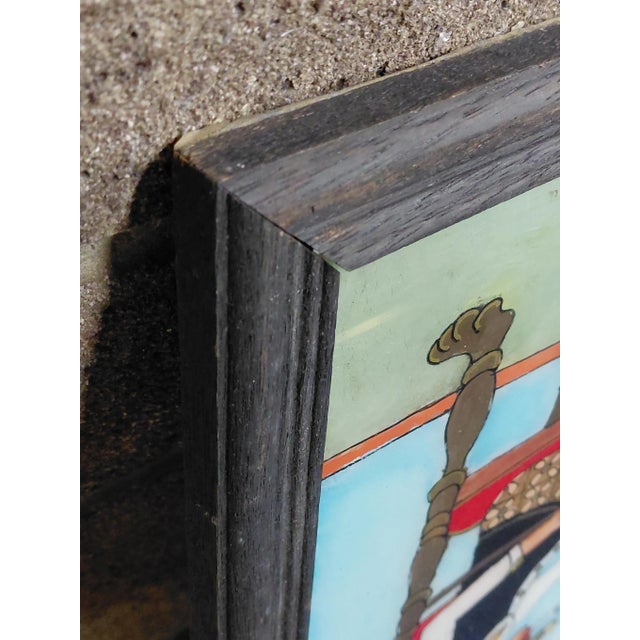 Wood Framed Punakawan Petruk Becomes a King Reverse Glass Painting For Sale - Image 7 of 9