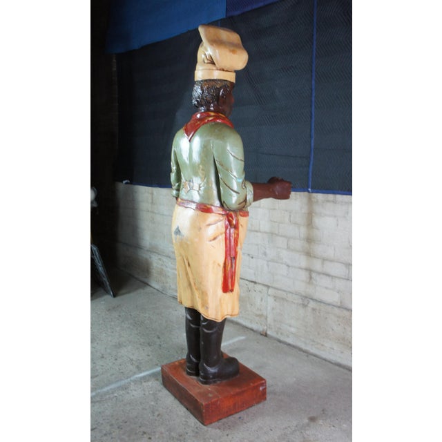 Mid 20th Century Monumental Life Size French Carved Folk Art Restaurant Chef Baker Statue 87" For Sale - Image 9 of 12