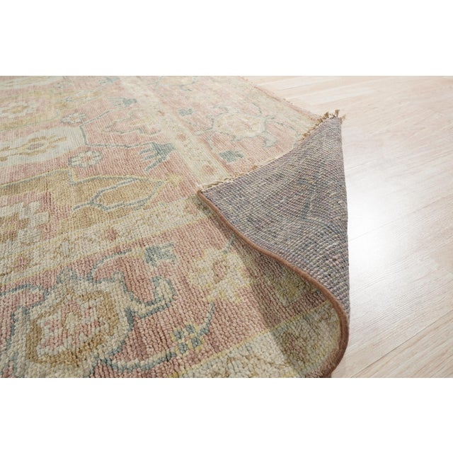 12x15 Timeless Oushak Coral Traditional Floral Geometric Hand Knotted Wool Rug For Sale - Image 9 of 9