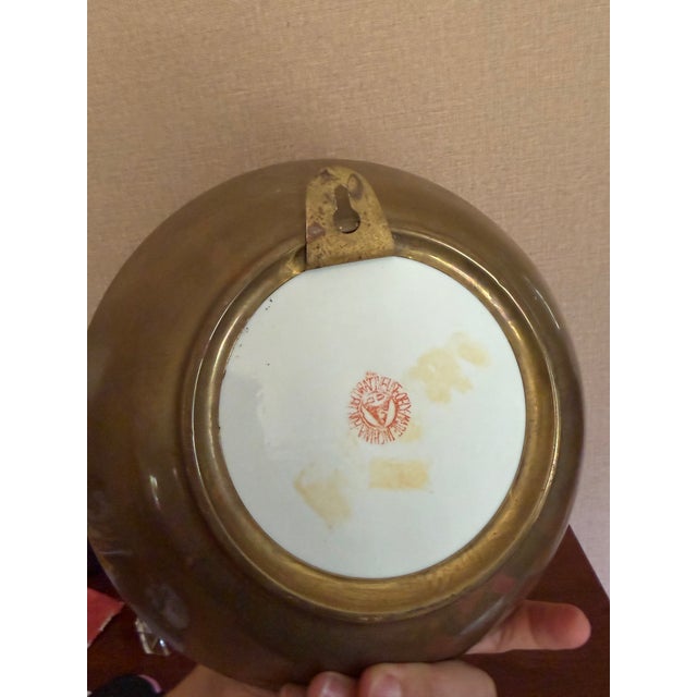 Metal Asian Porcelain Decorative Bowl in Brass For Sale - Image 7 of 8