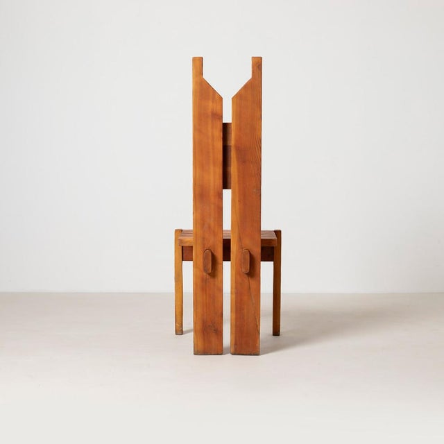 Vintage Brutalist Dining Chairs in Pine, Czechoslovakia, 1970s, Set of 6 For Sale - Image 10 of 15