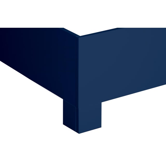 David Francis Mar Platform Bed King, Navy Blue For Sale - Image 4 of 5