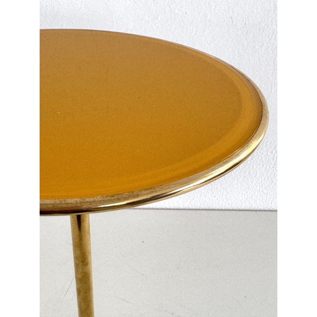 Vintage Italian Side Table in Brass and Yellow Glass by Osvaldo Borsani, 1950s For Sale - Image 9 of 11