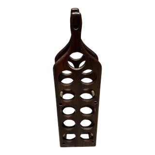 Vintage Wine Rack by Don S. Shoemaker Rosewood & Brass Mexico 1960s Mid Century For Sale