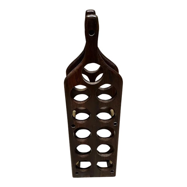 Vintage Wine Rack by Don S. Shoemaker Rosewood & Brass Mexico 1960s Mid Century For Sale