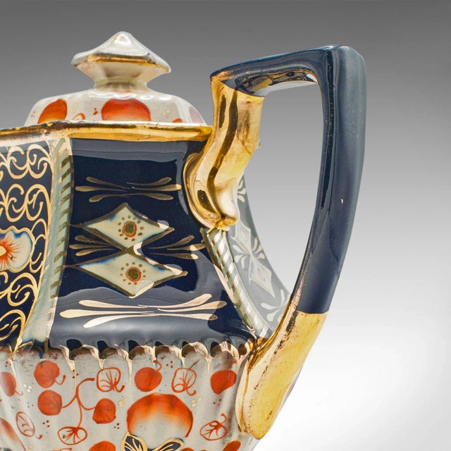 1900s Victorian Antique Imari Pattern Teapot, English, Ceramic, Decorative Tea Kettle For Sale - Image 9 of 11