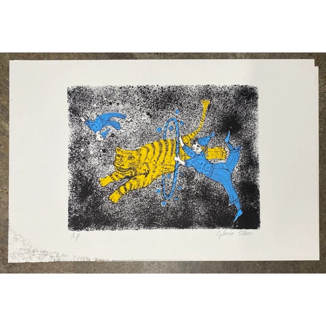 1960s Mid Century Tiger Circus Lithograph For Sale - Image 4 of 4