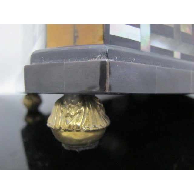 Maitland - Smith Maitland Smith Mother of Pearl Inlaid Caddy Box With Brass Hardware For Sale - Image 4 of 14