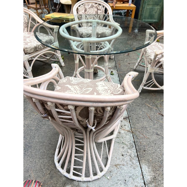 1970s 1970s Vintage Bamboo Dining Set of 5 For Sale - Image 5 of 11