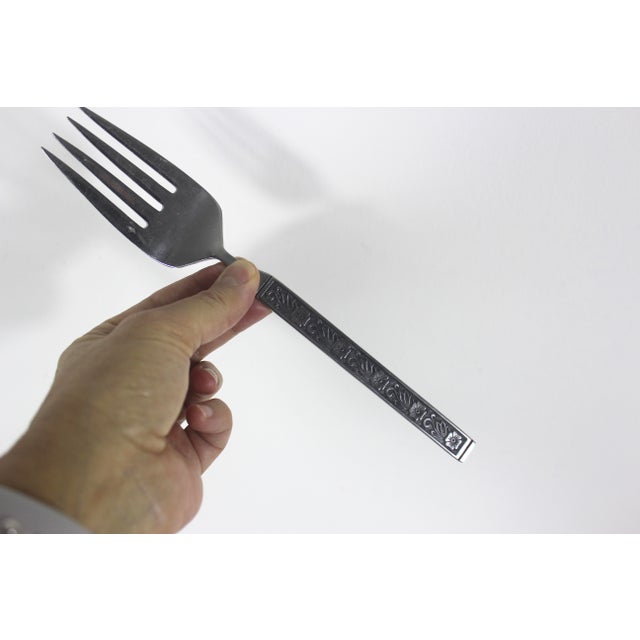 Mid 20th Century Curated Vintage Set of Six Mismatched Serving Pieces, Mid Century Modern Stainless Steel, Hostess Server, Serving Fork MCM Spoon Ladle For Sale - Image 5 of 7