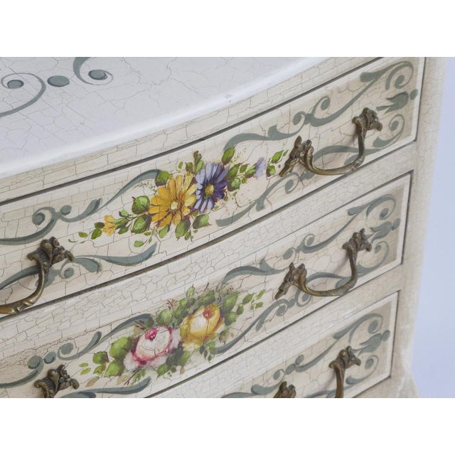 Antique Venetian Louis XV Hand-Painted Floral Nightstand with Drawers, 1920s For Sale - Image 9 of 12