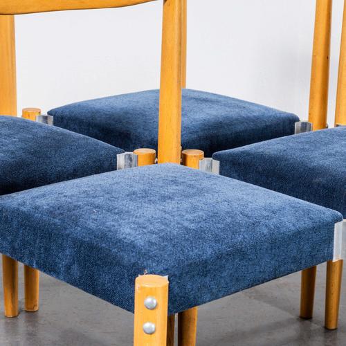 Vintage Blue Upholstered Dining Chairs, 1980s, Set of 4 For Sale - Image 4 of 11