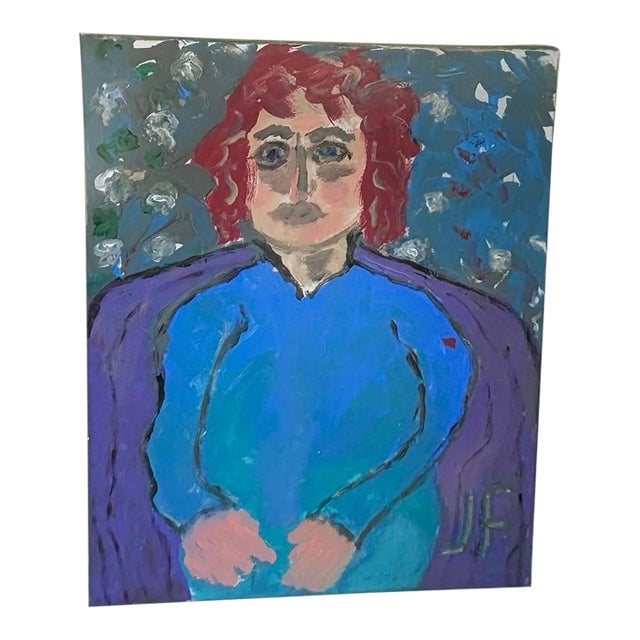 Abstract Painting of a Lady by Artist JoAnne Fleming, 20” X 16”, Signed For Sale