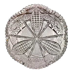 Antique Crystal Glass Serving Bowl American Brilliant Period Bergan Glass Early 20th Century