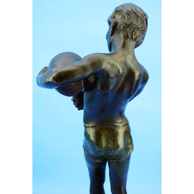 Large 20th Century Antimony Water Carrier Sculpture with Marble Base, Naples, Italy For Sale - Image 16 of 18